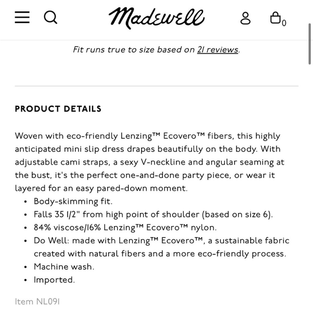 NWT Madewell Layton Mini Slip - Picture 5 of 11